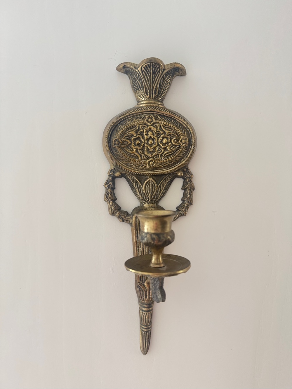 Vintage Ornate Brass Taper Candle Stick 12" Wall Sconces/Candle Holder